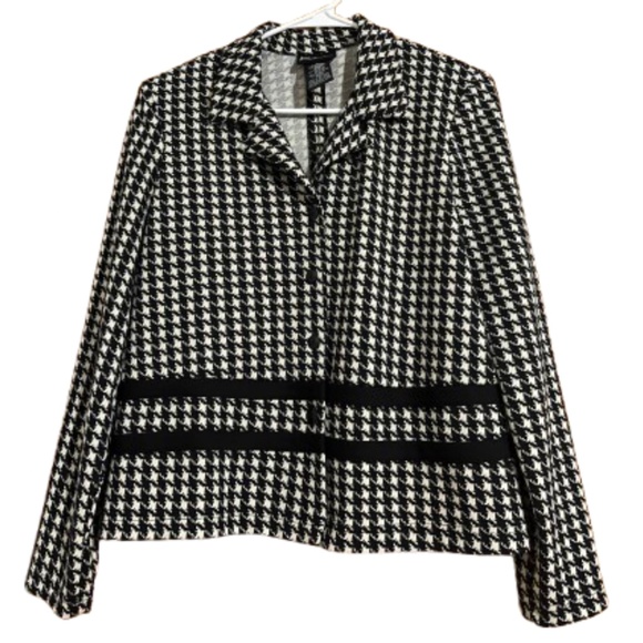 K Studio Collection Women’s Black & White Houndstooth Print Blazer Jacket Sz-12 - Picture 1 of 6